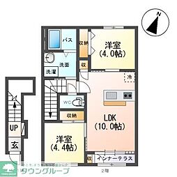美田園3丁目新築アパート工事 2LDKの間取図画像
