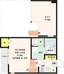 アーバンプレイス中江 1Kの間取図画像