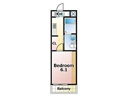 シャトーレイネA棟 ワンルームの間取図画像