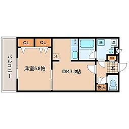 ソレアード小松島2 1DKの間取図画像