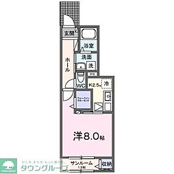 プール・モエ 1Kの間取図画像