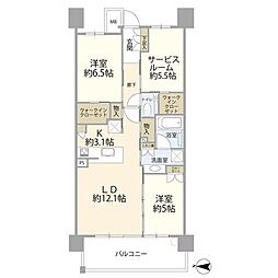 シティハウス堤通雨宮町 2SLDKの間取図画像
