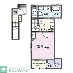 グランハイム1 1Kの間取図画像