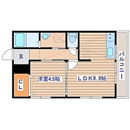 ブルーム小田原 1LDKの間取図画像