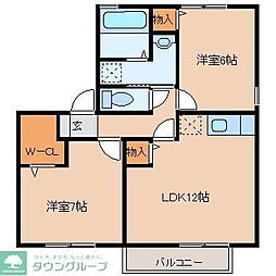 ベルデS 2LDKの間取図画像
