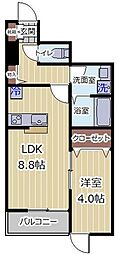 ベルグラン桜II 1LDKの間取図画像