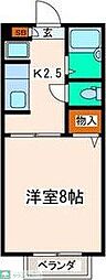 カーサフジコー 1Kの間取図画像