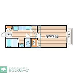 エルマーノ愛子中央四番館 1Kの間取図画像