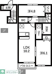 Calda famiglia A棟 2LDKの間取図画像