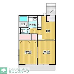 コーポスズキ中倉 2DKの間取図画像