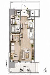 PRESSANCELOGER天王寺勝山 1LDKの間取図画像