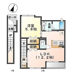 フォレスト庭瀬 1LDKの間取図画像
