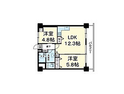 大志マンション五橋 2LDKの間取図画像