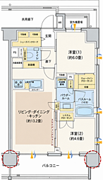 エクセレントシティ久米川駅前 2LDKの間取図画像