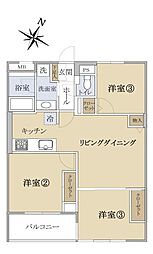 テラスハウスヴィップ東長崎 3LDKの間取図画像