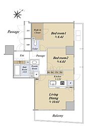 レフィール築地レジデンス 2LDKの間取図画像