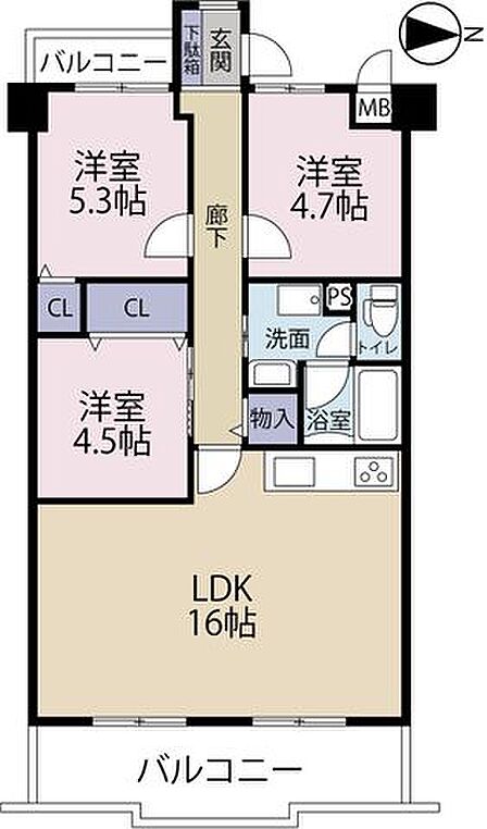 3LDK 間取り