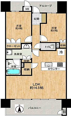 間取り レ・ジェイド平野 2階/203
