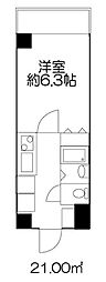 ドミール関内大通 1Kの間取図画像