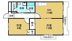 Belong東花園 2DKの間取図画像