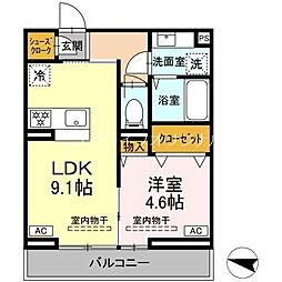 ゼラニウム湘南台 1LDKの間取図画像