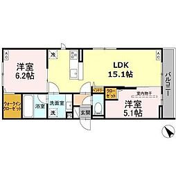 シャルムコート 2LDKの間取図画像