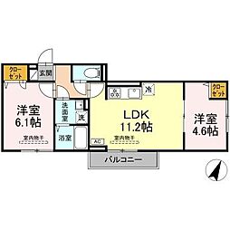 ラークヒルズB 2LDKの間取図画像