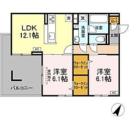 あざみ野ロイヤルハイツ 2LDKの間取図画像