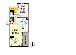 江リシア泉町 1LDKの間取図画像