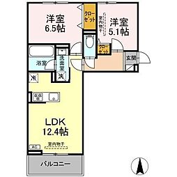 クレール林V 2LDKの間取図画像