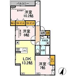ホルテンジエ原町田 3LDKの間取図画像