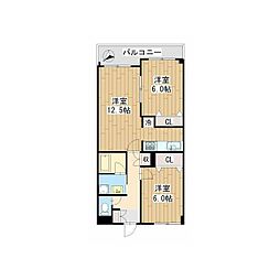 ベルコリンもえぎ野 2LDKの間取図画像