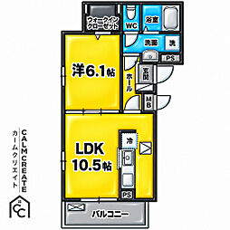 ポルトキアーロ 1LDKの間取図画像