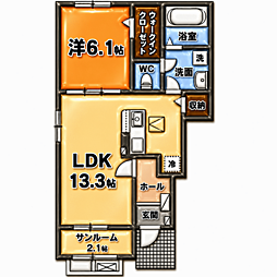 ベル・エクラ II 1LDKの間取図画像