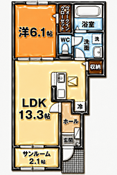 福知山市字長田アパート 1LDKの間取図画像