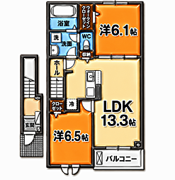 ベル・エクラ II 2LDKの間取図画像
