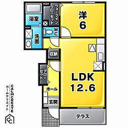 メゾン・ヌーベルA-1 1LDKの間取図画像