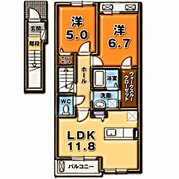 グランツオーベル正明寺1 2LDKの間取図画像