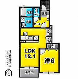 ナチュレAGAKE2 1LDKの間取図画像