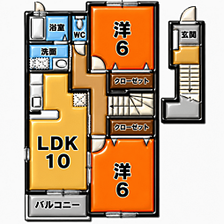 フリーデンハウス 2LDKの間取図画像