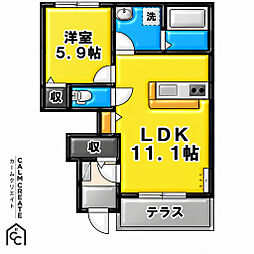 Casa美輪1 1LDKの間取図画像