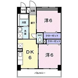 クレッシェンド 2DKの間取図画像