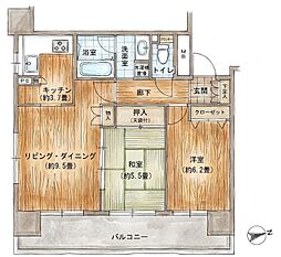 パークキューブ浅草田原町 2LDKの間取図画像