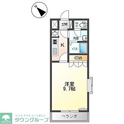 キャトルレーヴ 1Kの間取図画像