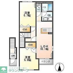 レイク・ガーデン 2LDKの間取図画像