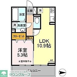 前橋市紅雲町2丁目アパート 1LDKの間取図画像