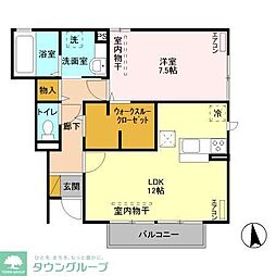 グレイスベル1 1LDKの間取図画像