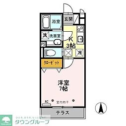 Teshima&co 1Kの間取図画像