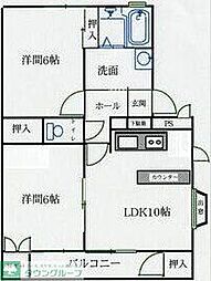 ハートフルハヤシ 2LDKの間取図画像