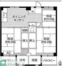 ビレッジハウス寺尾2号棟 3DKの間取図画像
